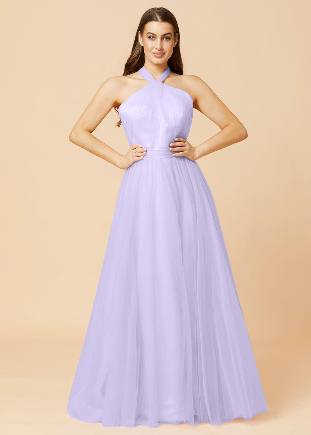Halter Neck A-line Tulle Bridesmaid Dress