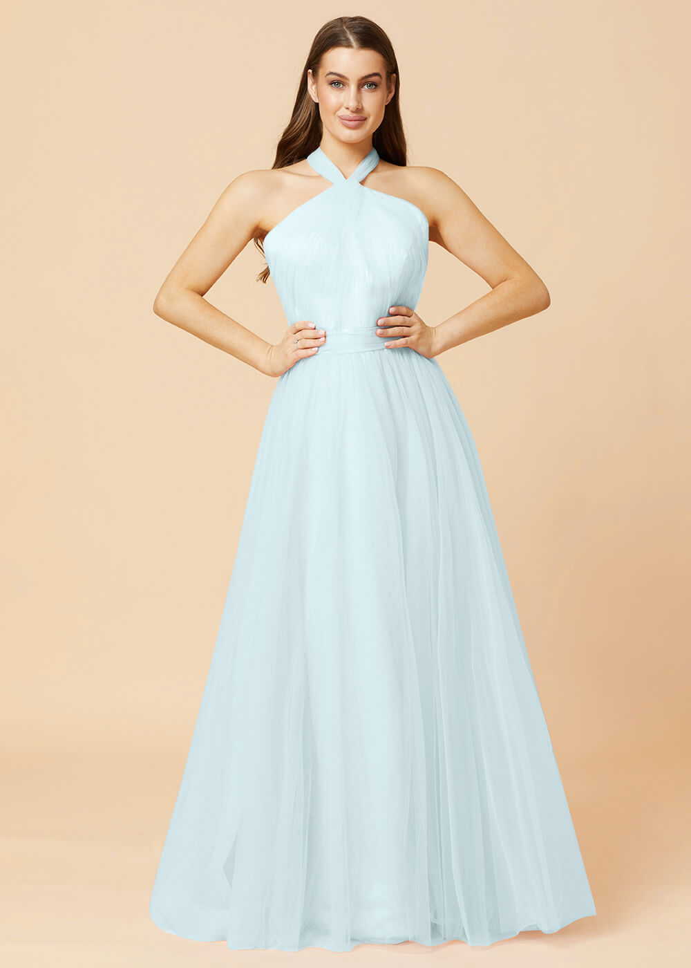 Halter Neck A-line Tulle Bridesmaid Dress