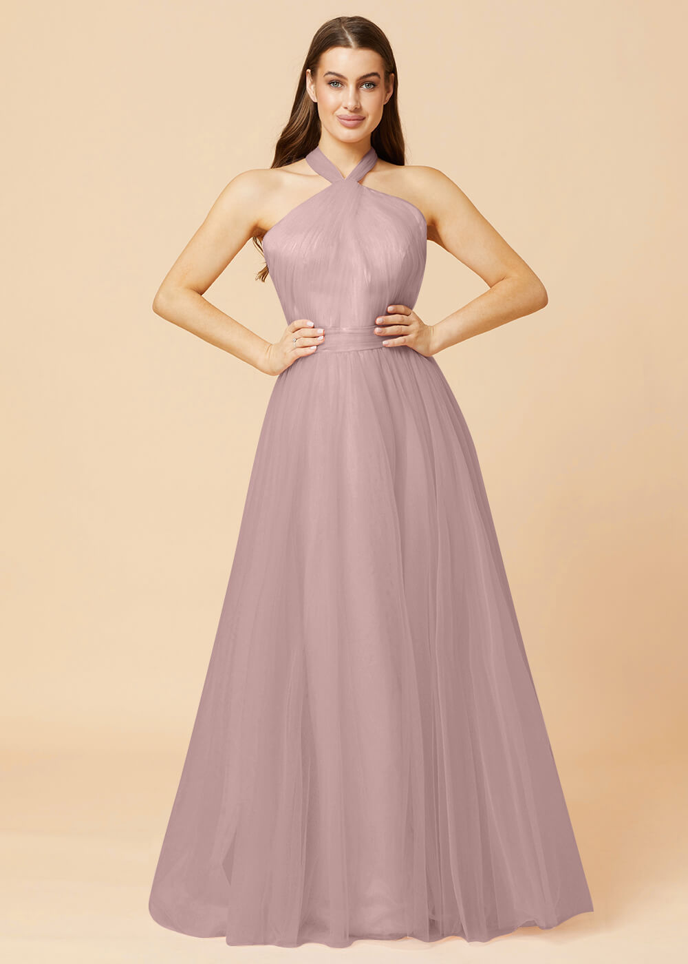 Halter Neck A-line Tulle Bridesmaid Dress