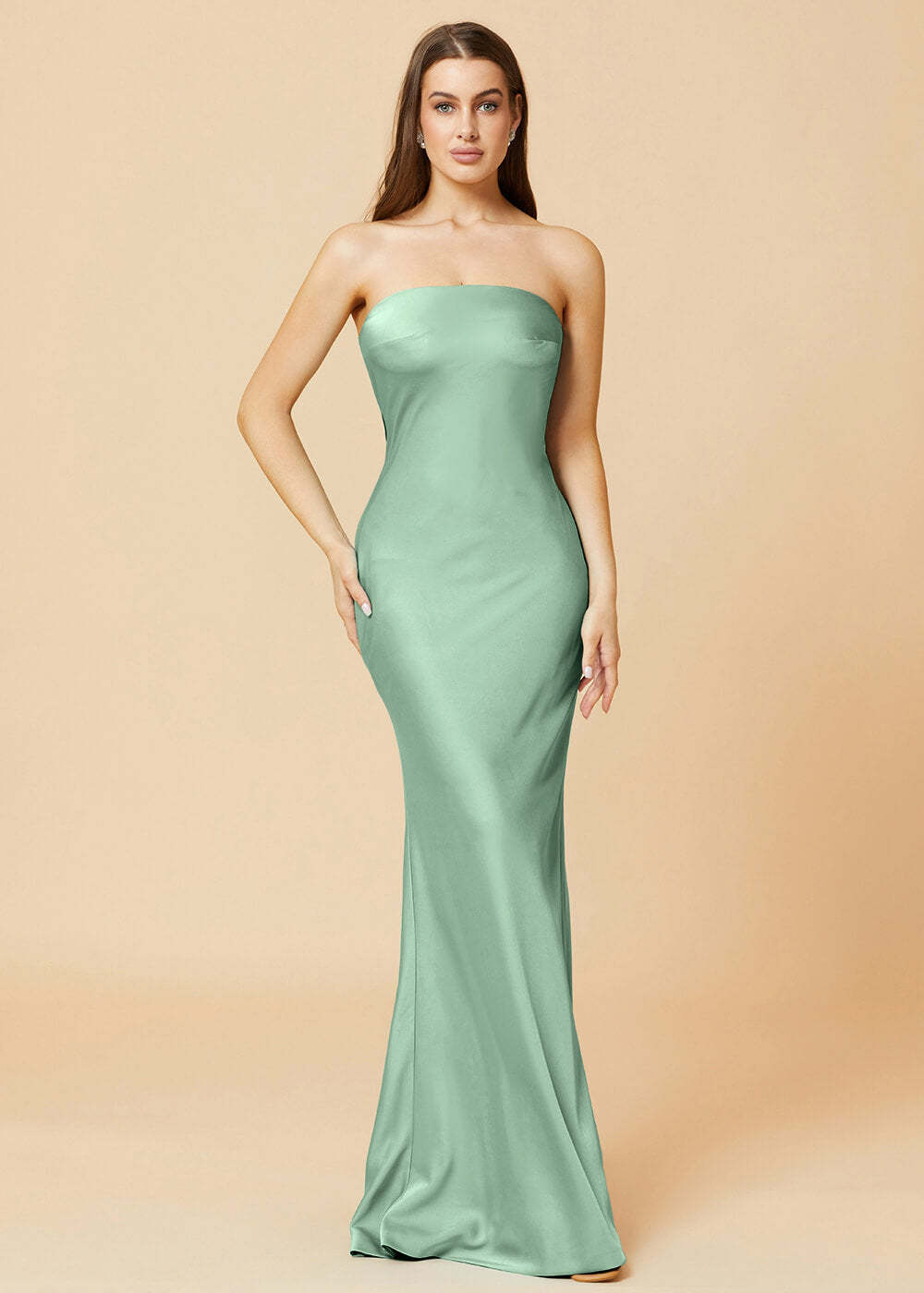 Strapless Mermaid Satin Floor Length Bridesmaid Dress