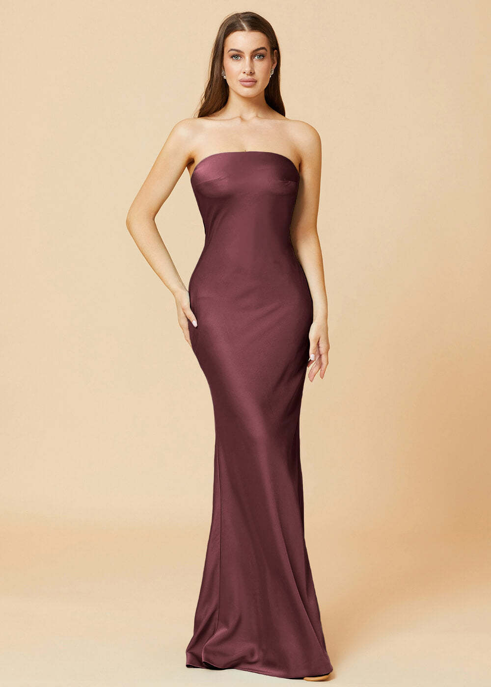 Strapless Mermaid Satin Floor Length Bridesmaid Dress