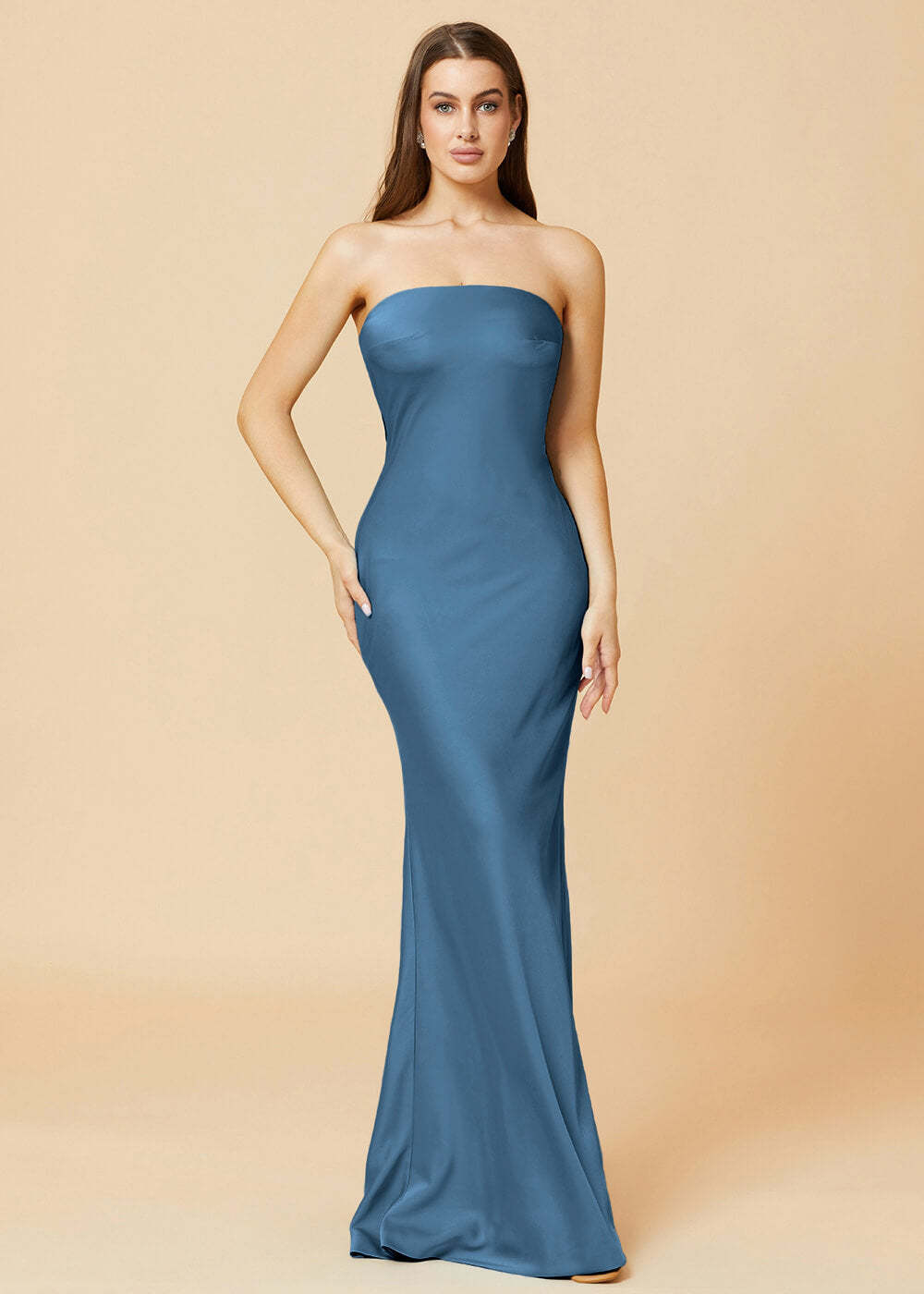 Strapless Mermaid Satin Floor Length Bridesmaid Dress