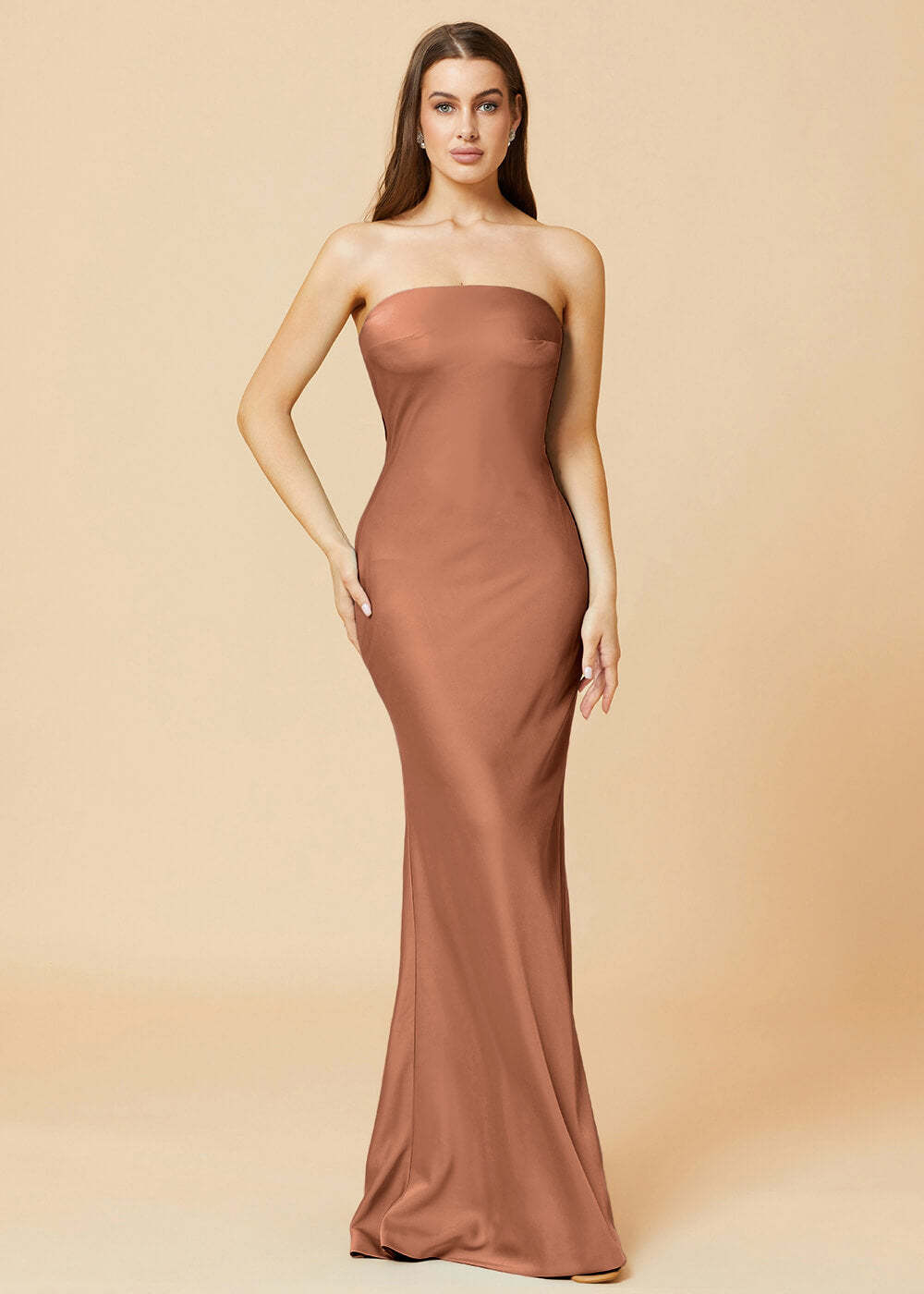 Strapless Mermaid Satin Floor Length Bridesmaid Dress