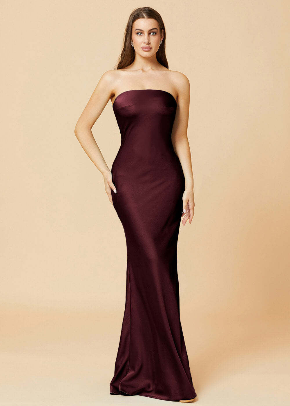 Strapless Mermaid Satin Floor Length Bridesmaid Dress
