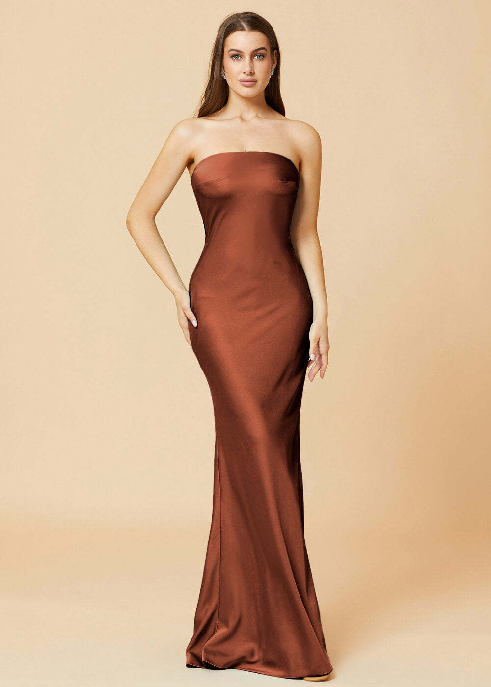Strapless Mermaid Satin Floor Length Bridesmaid Dress