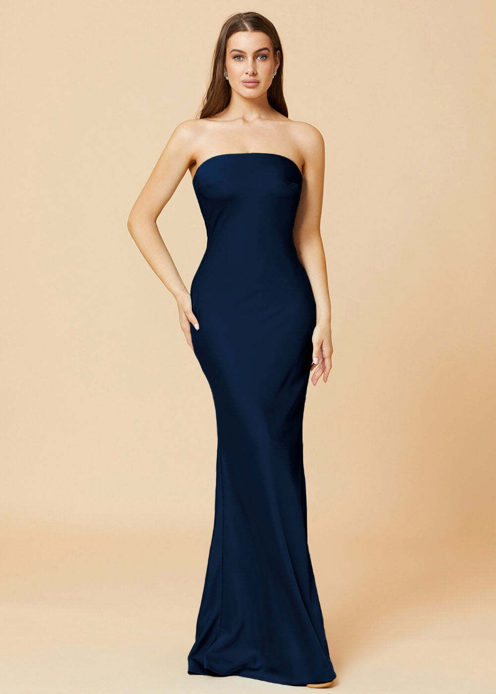 Strapless Mermaid Satin Floor Length Bridesmaid Dress