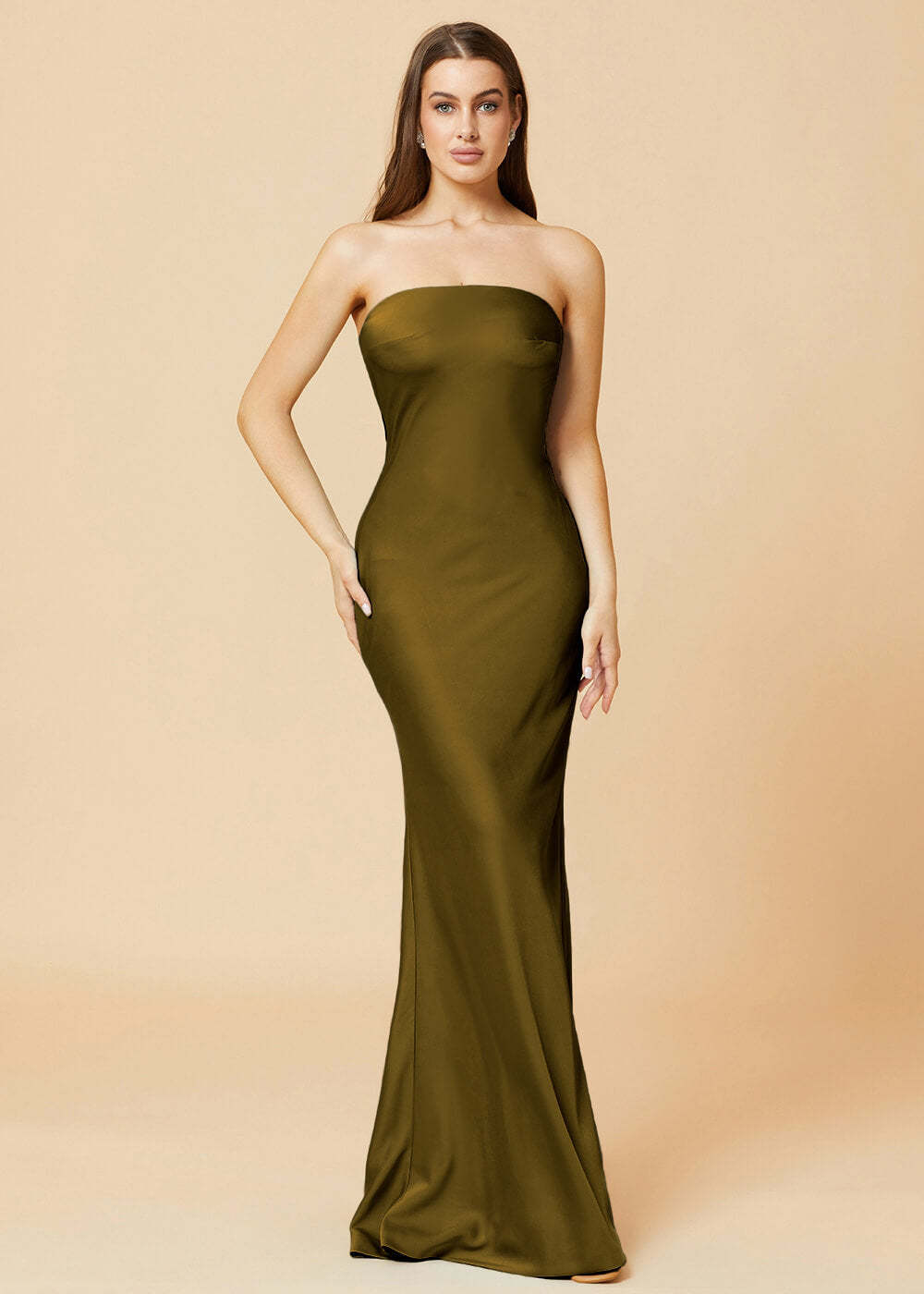Strapless Mermaid Satin Floor Length Bridesmaid Dress