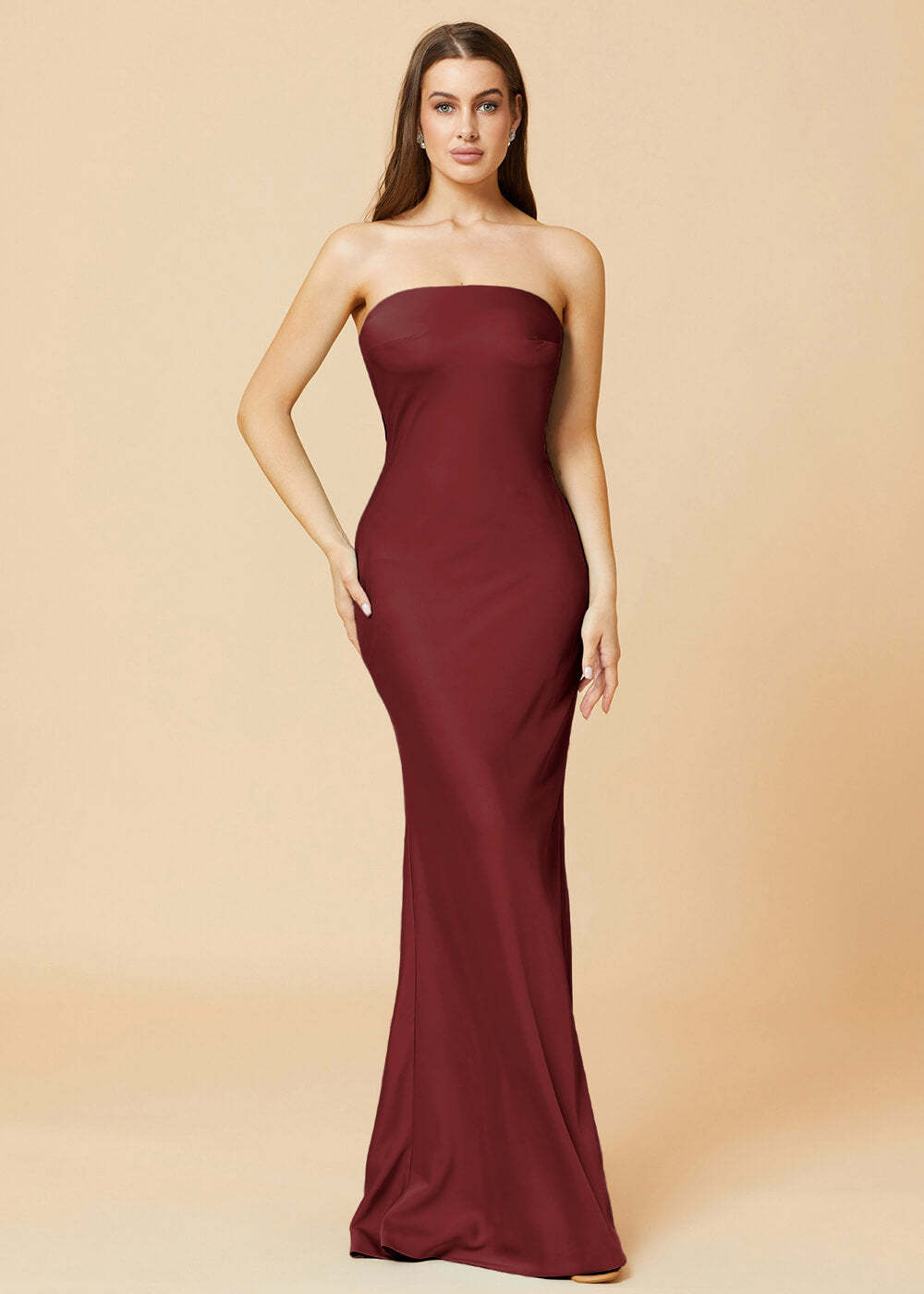 Strapless Mermaid Satin Floor Length Bridesmaid Dress