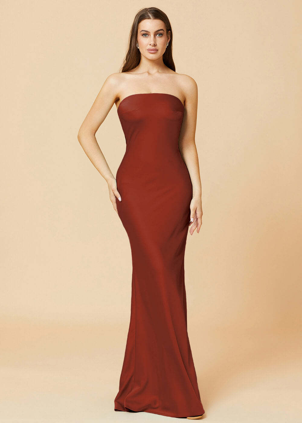 Strapless Mermaid Satin Floor Length Bridesmaid Dress