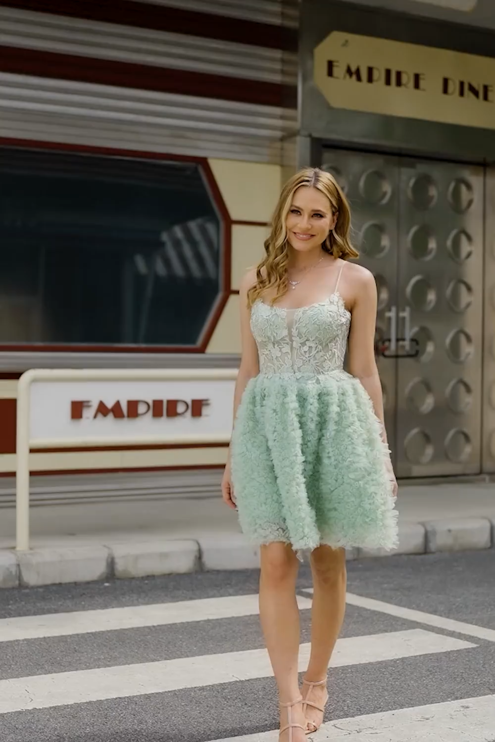 Sage Green Ruffled A Line Short Corset Homecoming Dress with Lace