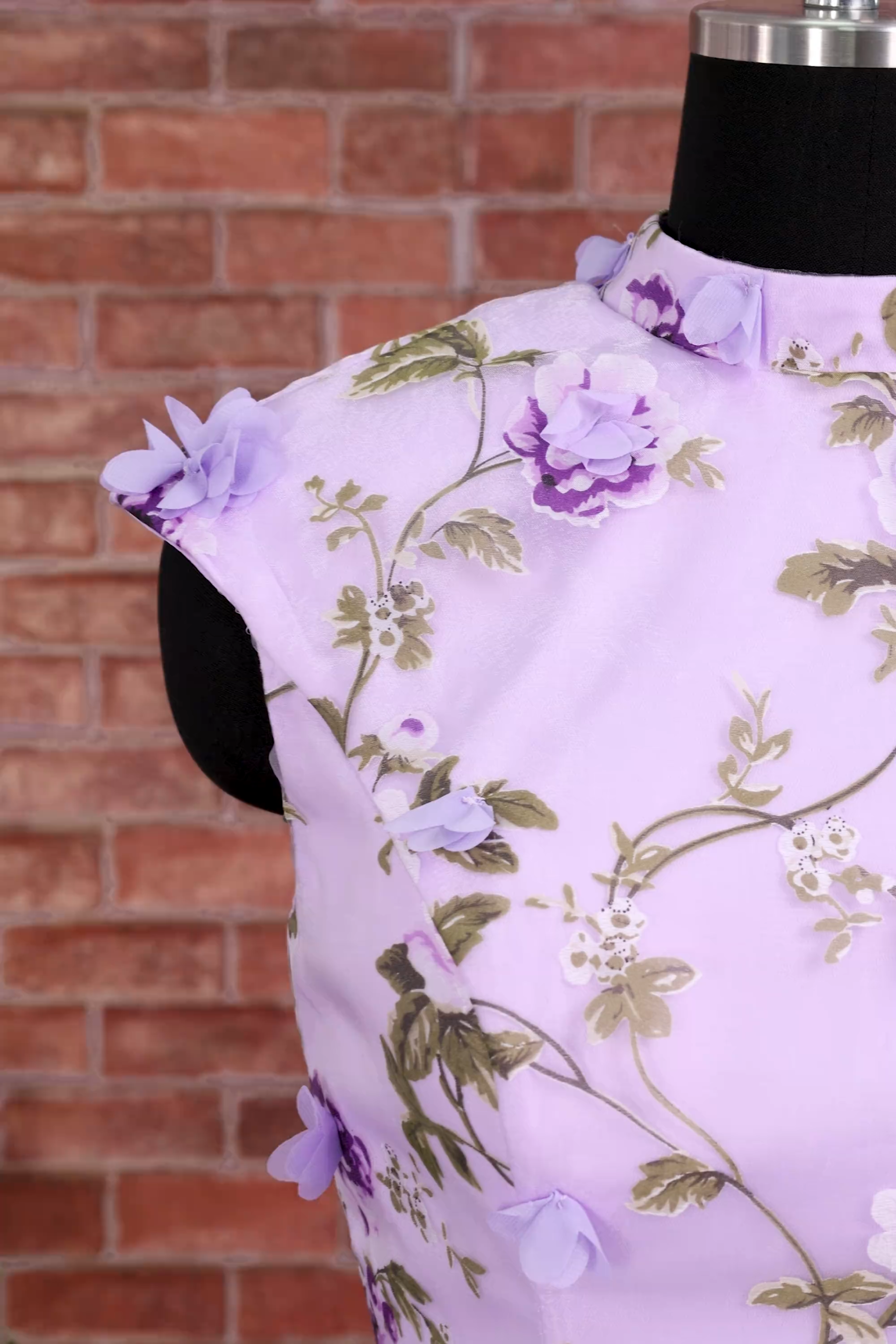 Lilac Mermaid Floral Appliqued High Neck Long Wedding Guest Dress