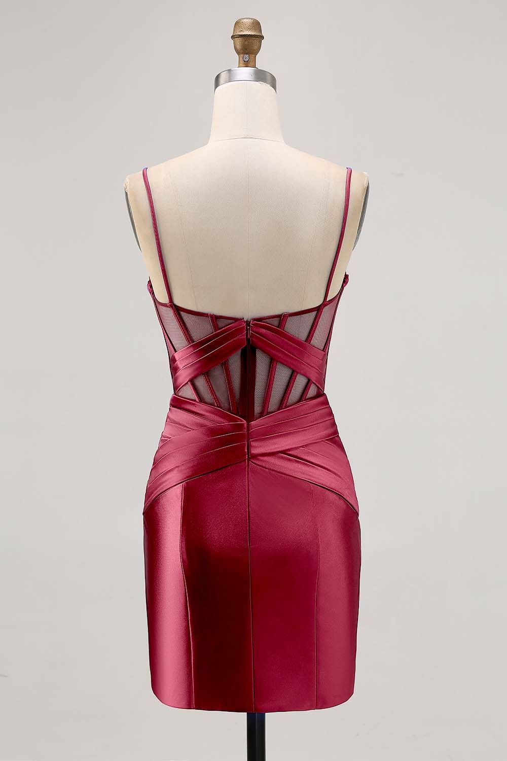 Satin Tight Royal Blue Ruched Corset Short Homecoming Dress with Slit