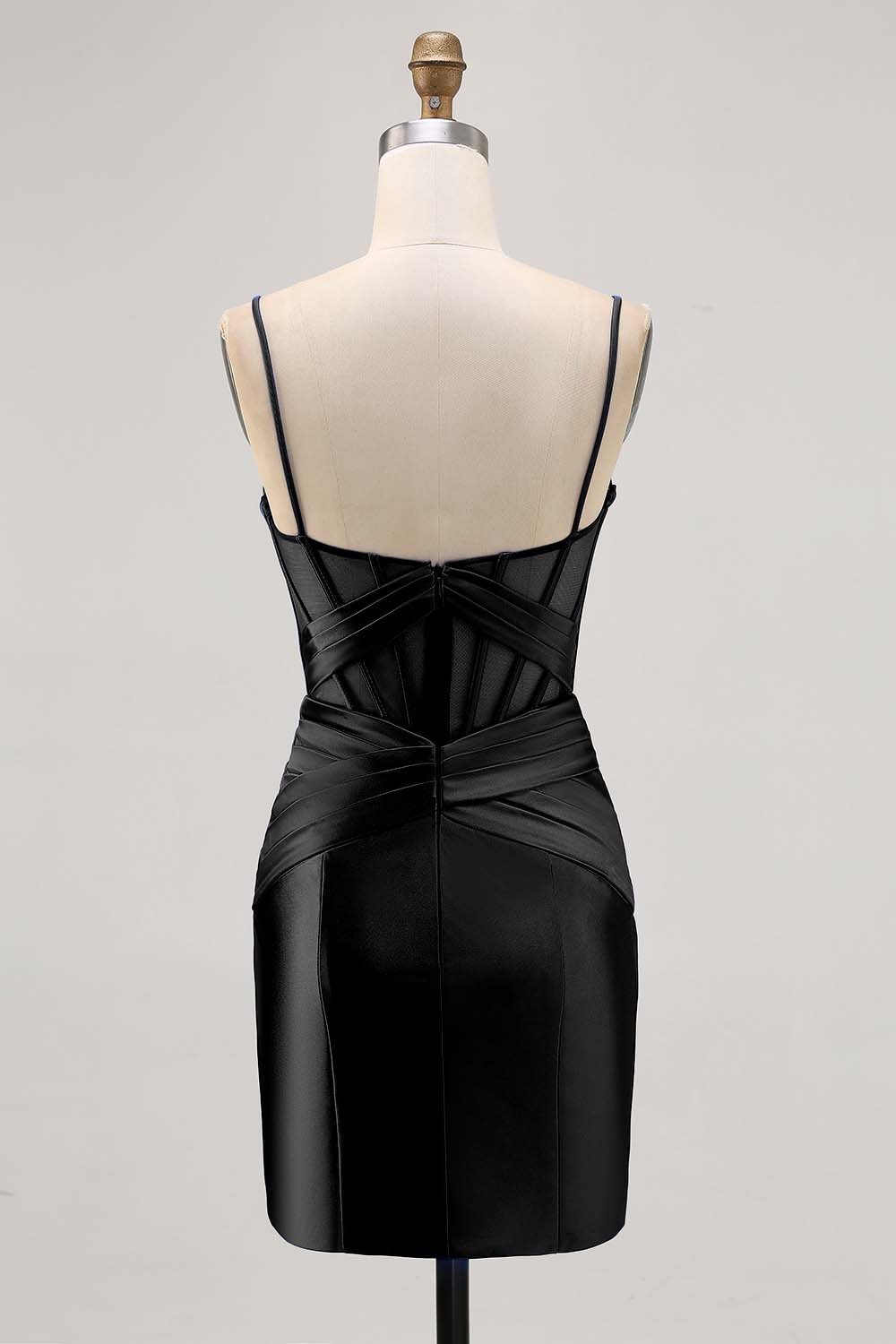 Satin Tight Royal Blue Ruched Corset Short Homecoming Dress with Slit