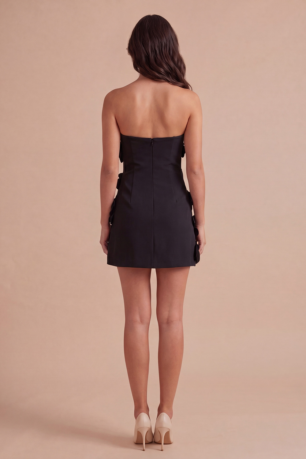 Hot Pink Floral Bodycon Strapless Short Homecoming Dress