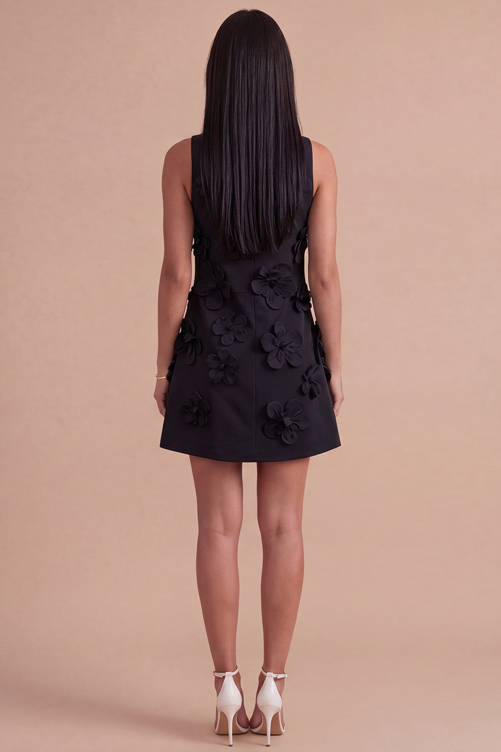 A Line Hot Pink Floral Appliqued Short Homecoming Dress