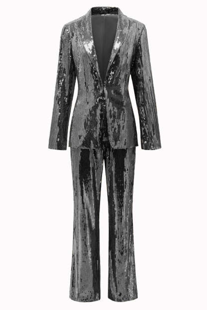 Golden Sparkly Sequined 2 Piece Women Party Suits