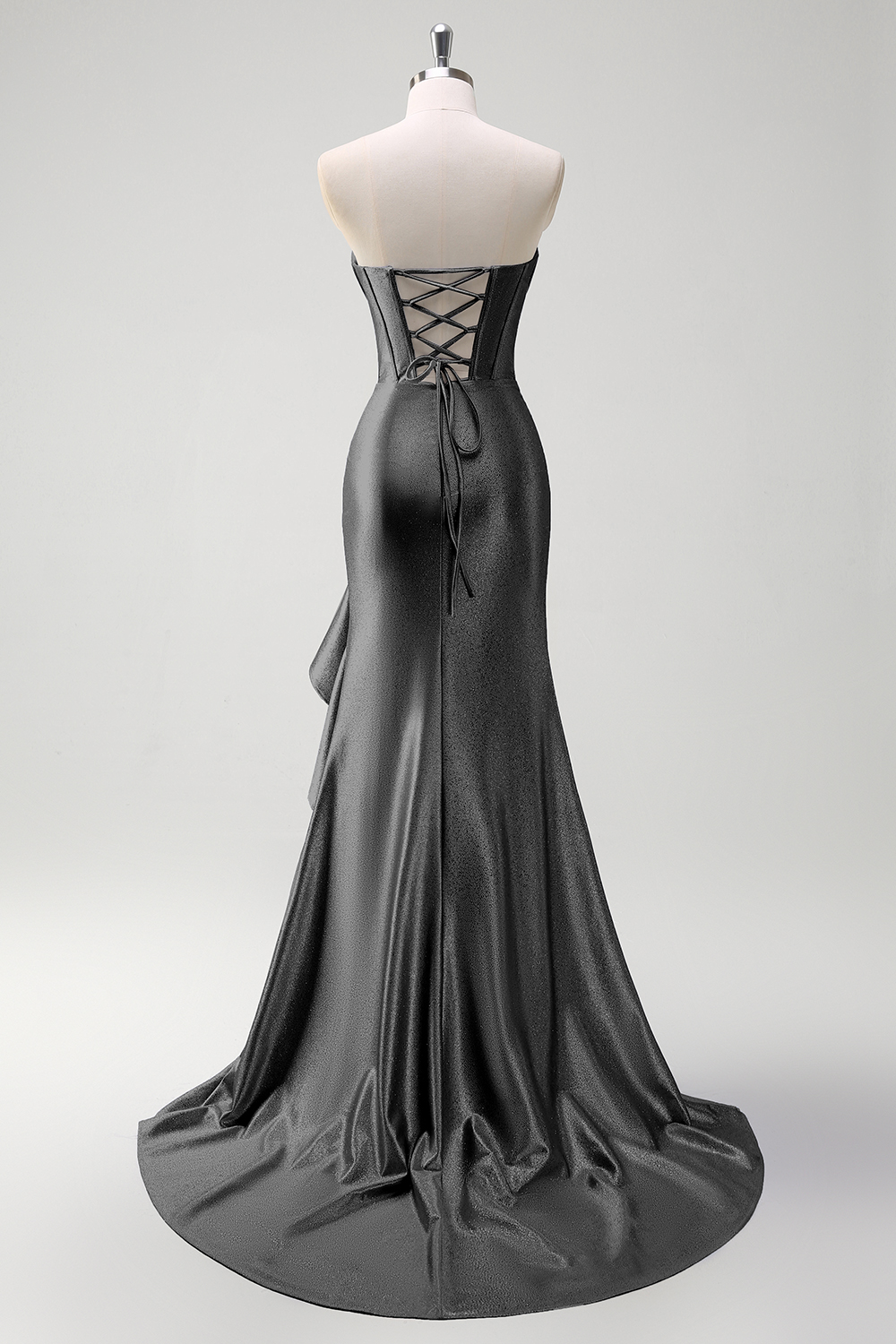 Glitter Grey Blue Sweetheart Mermaid Prom Dress with Slit