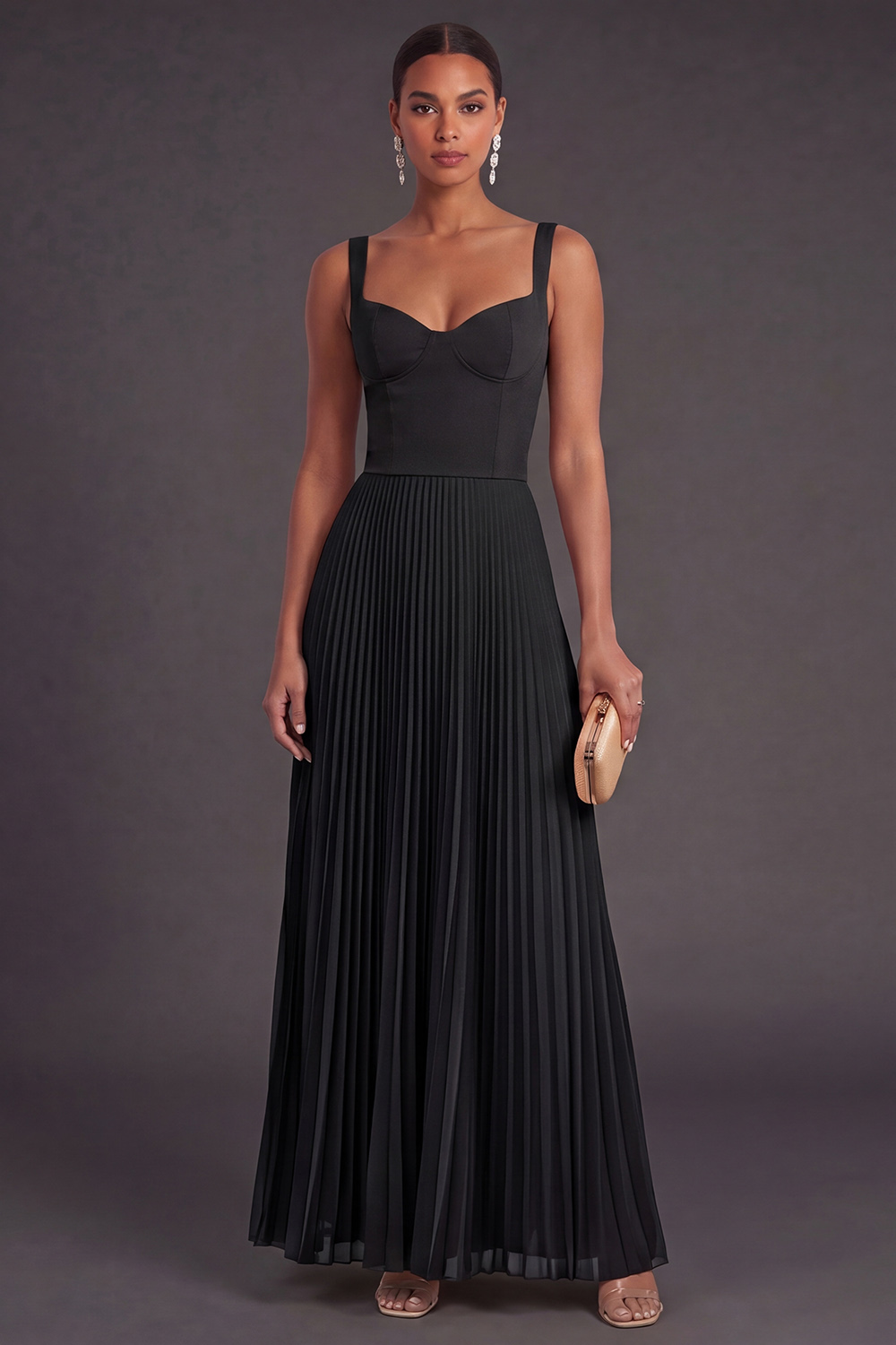 Orange and Fuchsia A Line Pleated Long Formal Dress