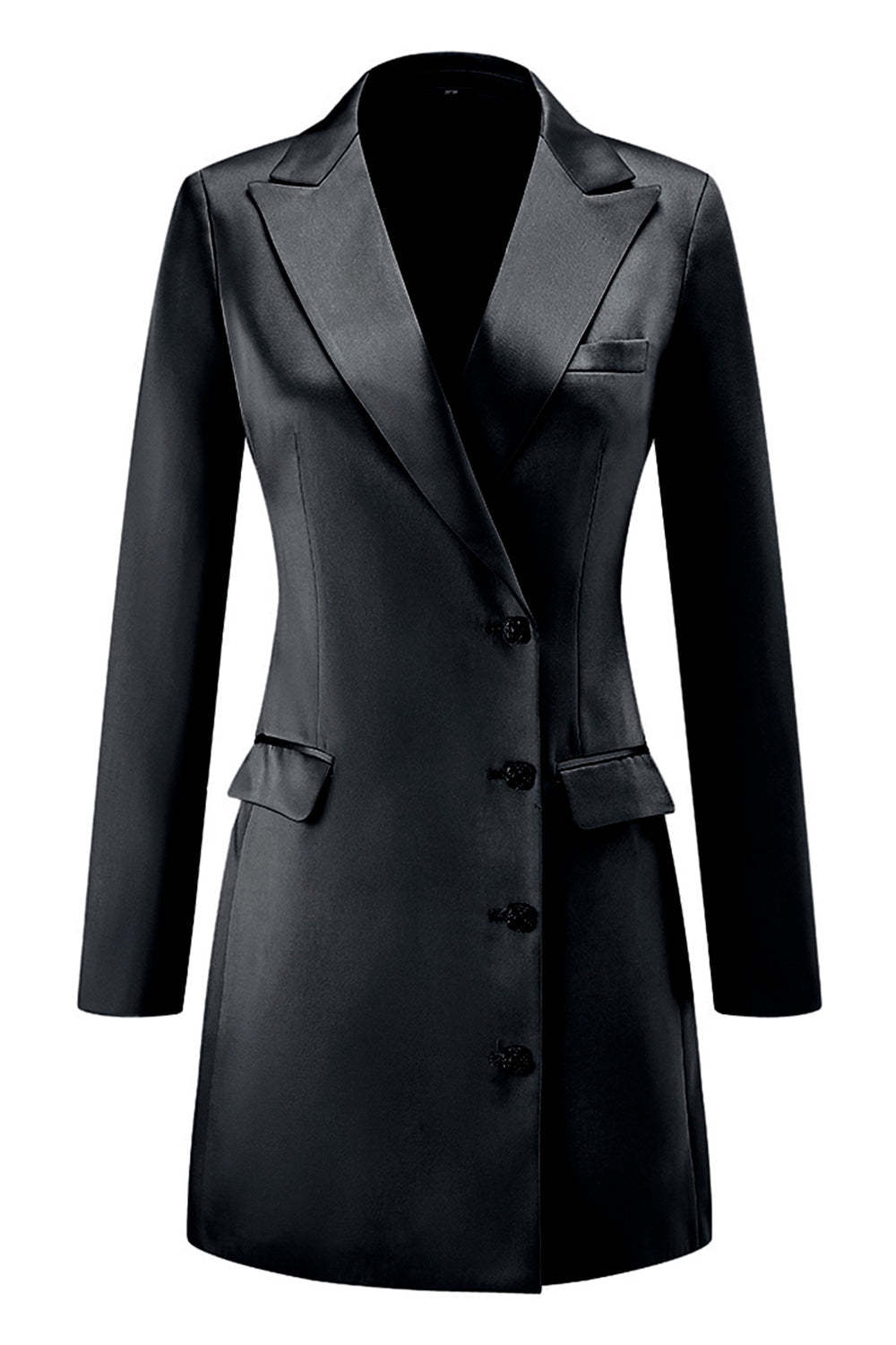 Leely Women Champagne Satin Peak Lapel Prom Blazer Single Breasted Party Jacket with Sleeves