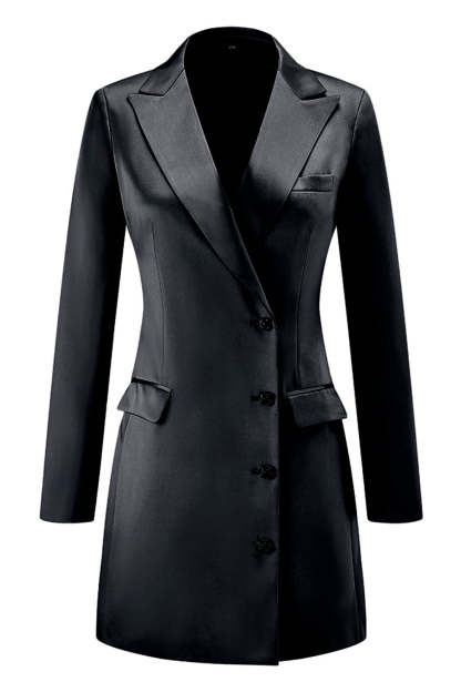 Leely Women Champagne Satin Peak Lapel Prom Blazer Single Breasted Party Jacket with Sleeves