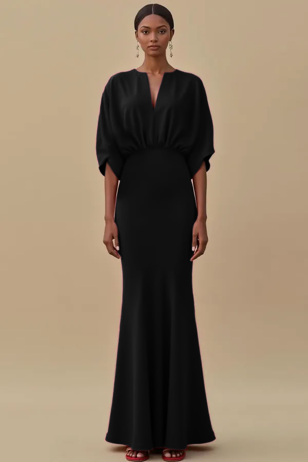 Red Mermaid Long Evening Dress with Sleeves