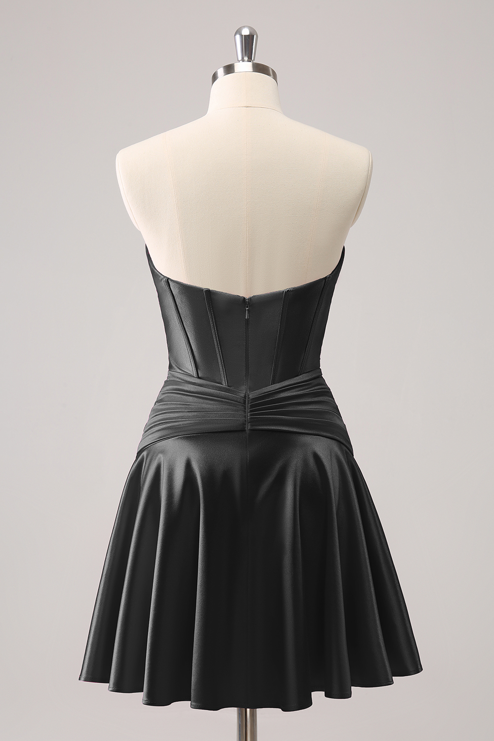 Burgundy Corset Pleated A Line Satin Short Homecoming Dress