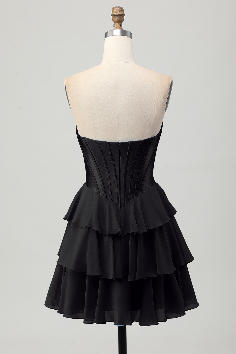 Yellow Sweetheart Corset Short Tiered Homecoming Dress with Appliques