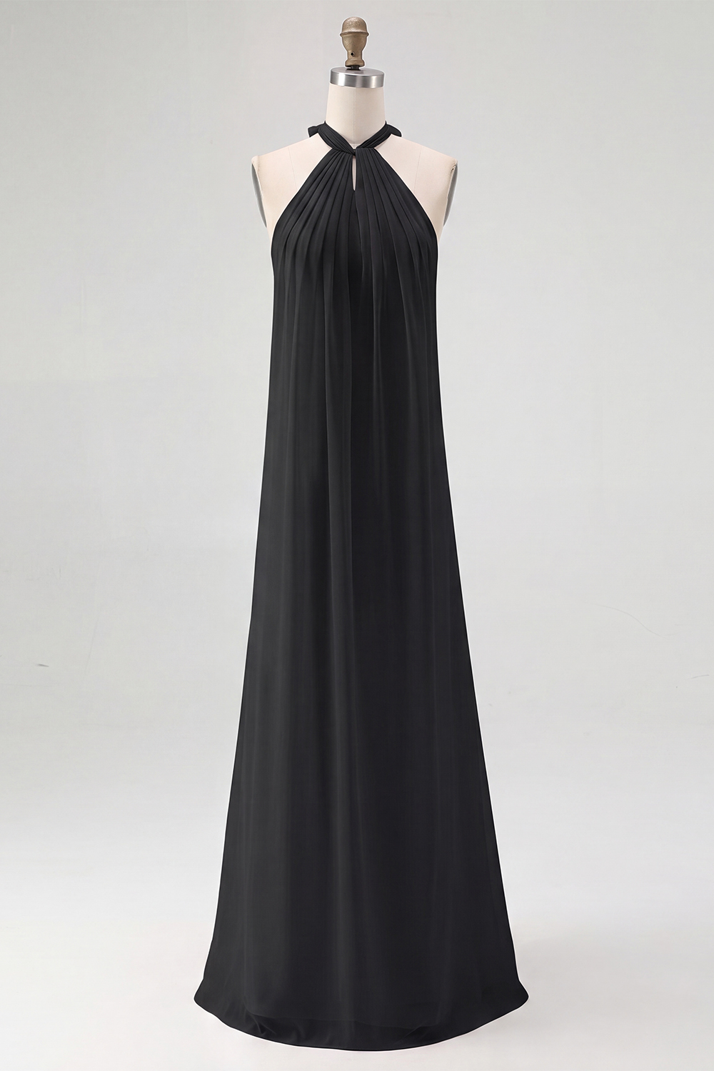 Maxi Halter White Chiffon A Line Rehearsal Dinner Dress