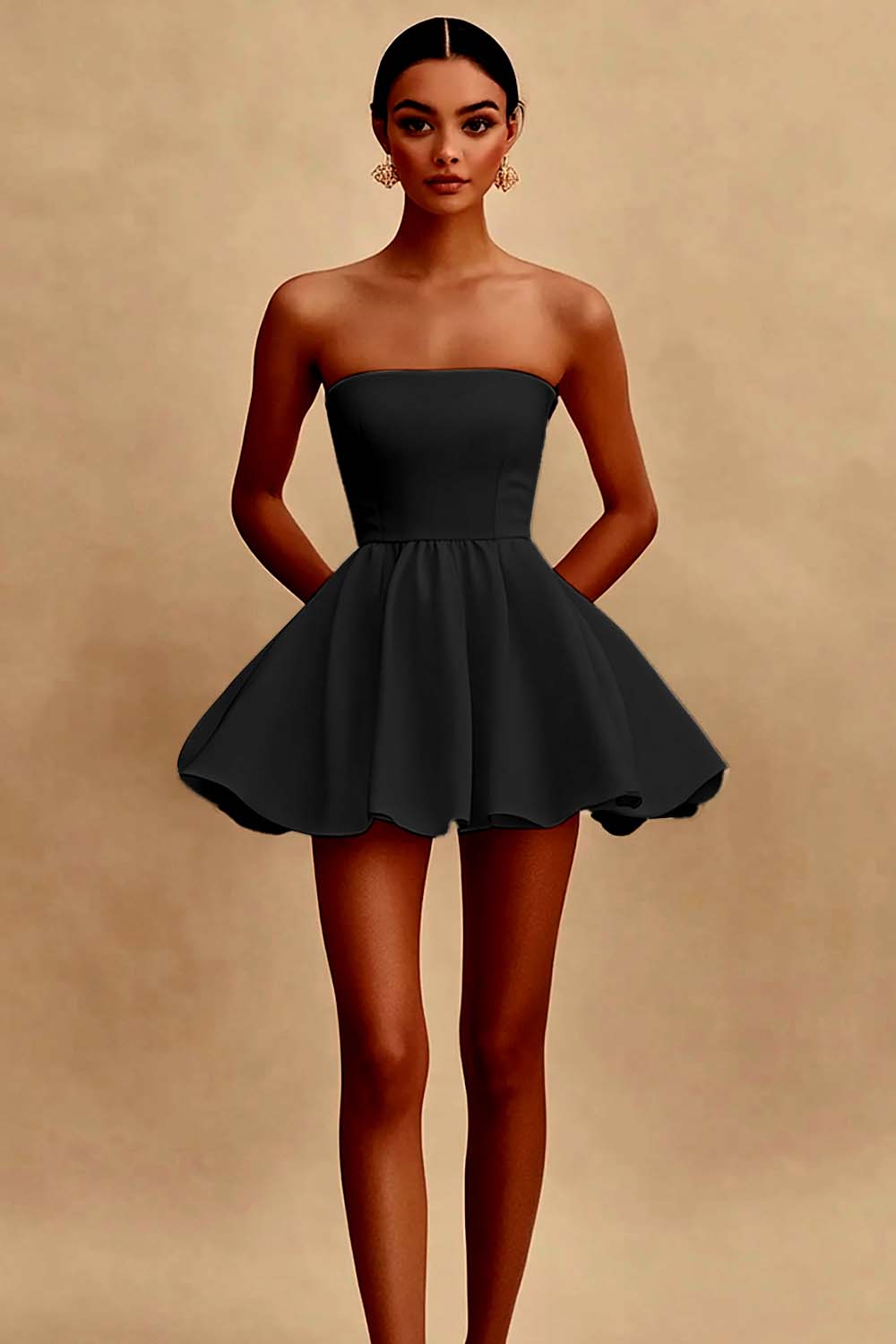 White Strapless A Line Short Graduation Dress