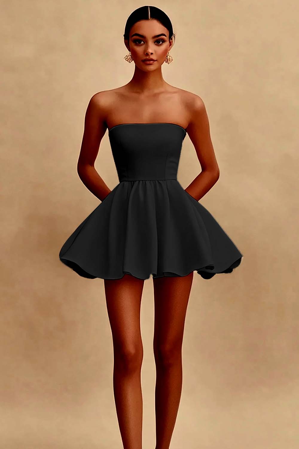 White Strapless A Line Short Graduation Dress