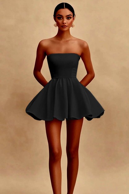 White Strapless A Line Short Graduation Dress