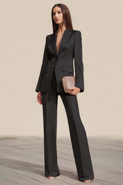 Dusty Rose 2 Piece Satin Long Sleeves One Button Business Suits