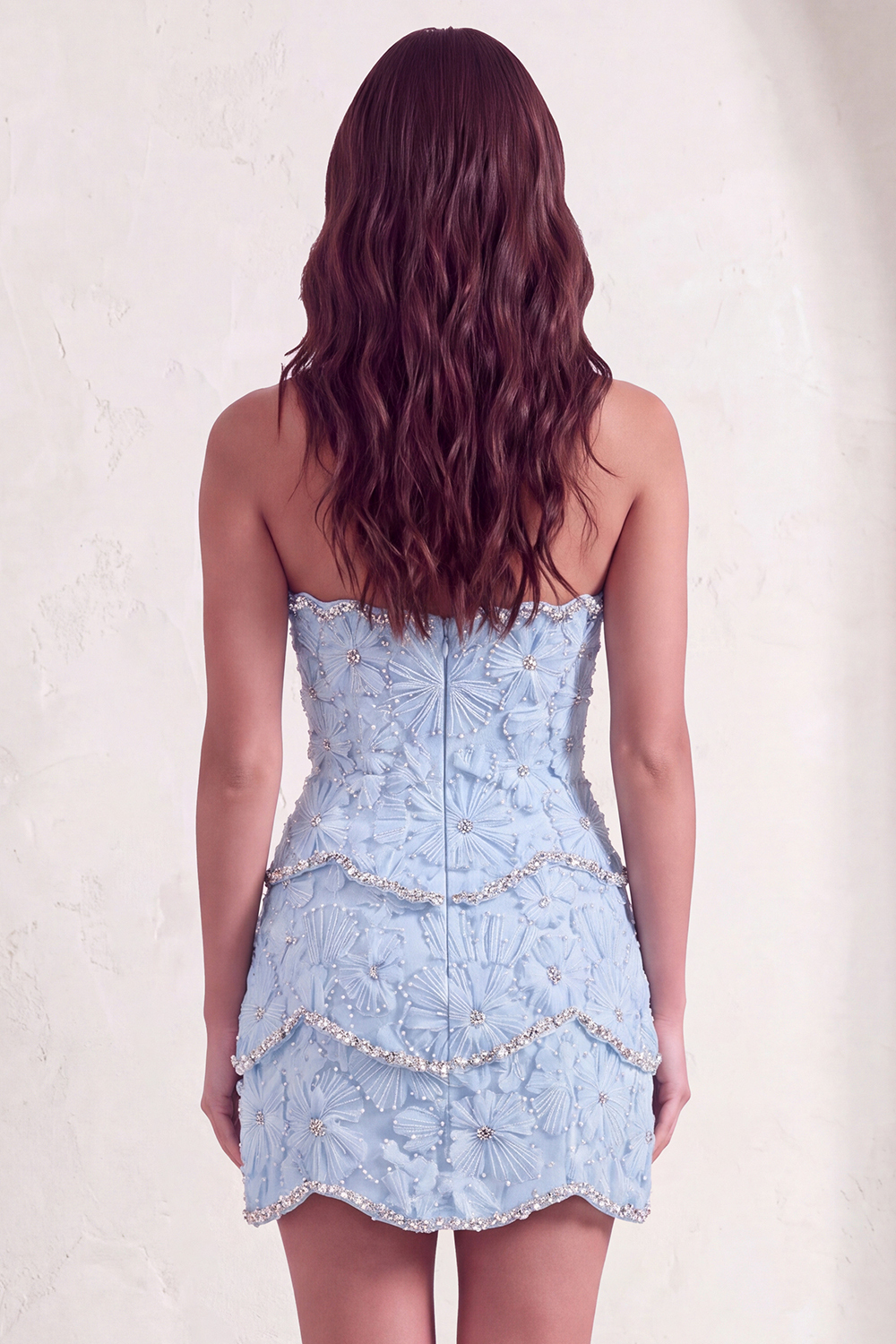 Sparkly Pink Beaded Bodycon Floral Short Homecoming Dress