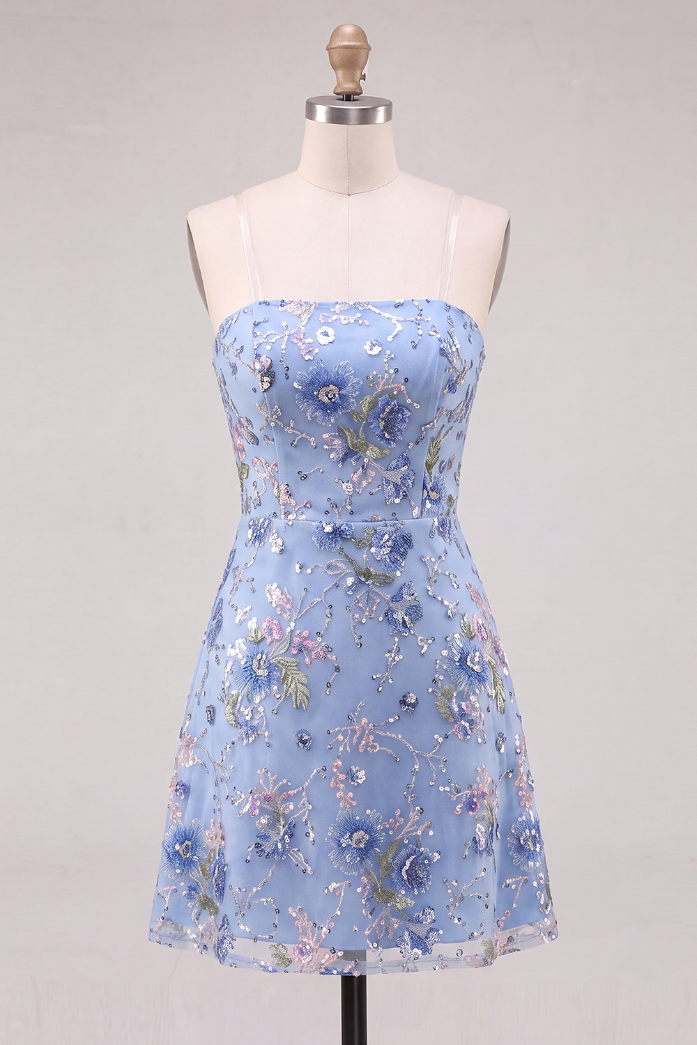 Pink Sparkly Floral Beaded Strapless Sequin Short Homecoming Dress