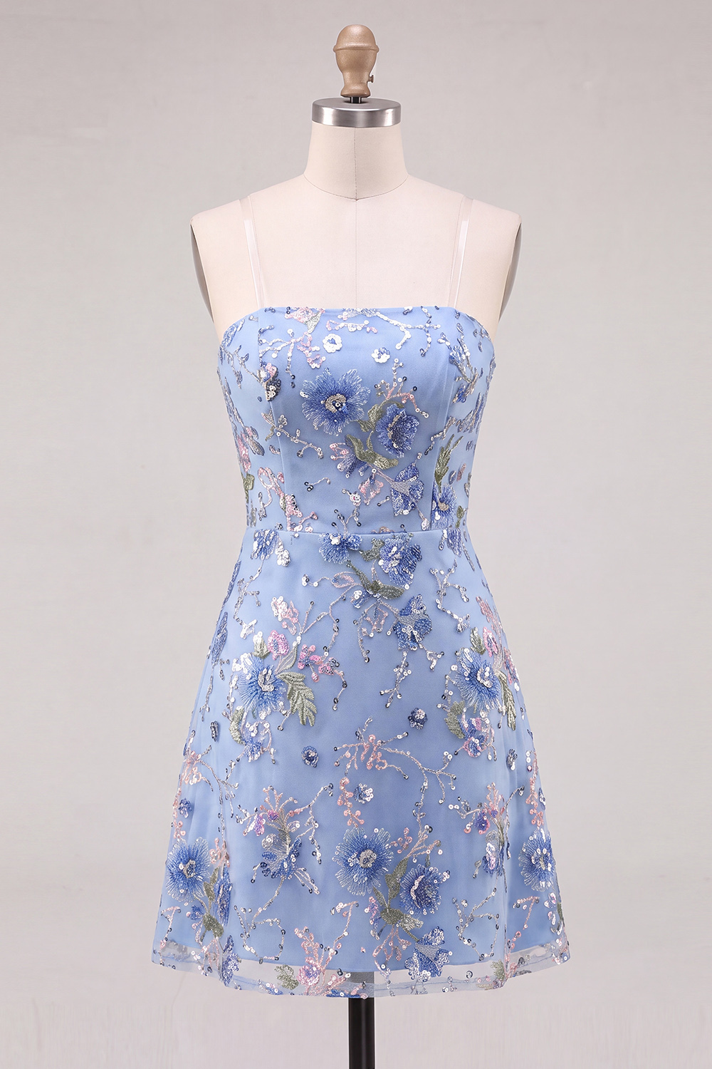 Pink Sparkly Floral Beaded Strapless Sequin Short Homecoming Dress