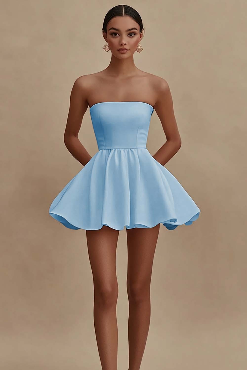 White Strapless A Line Short Graduation Dress