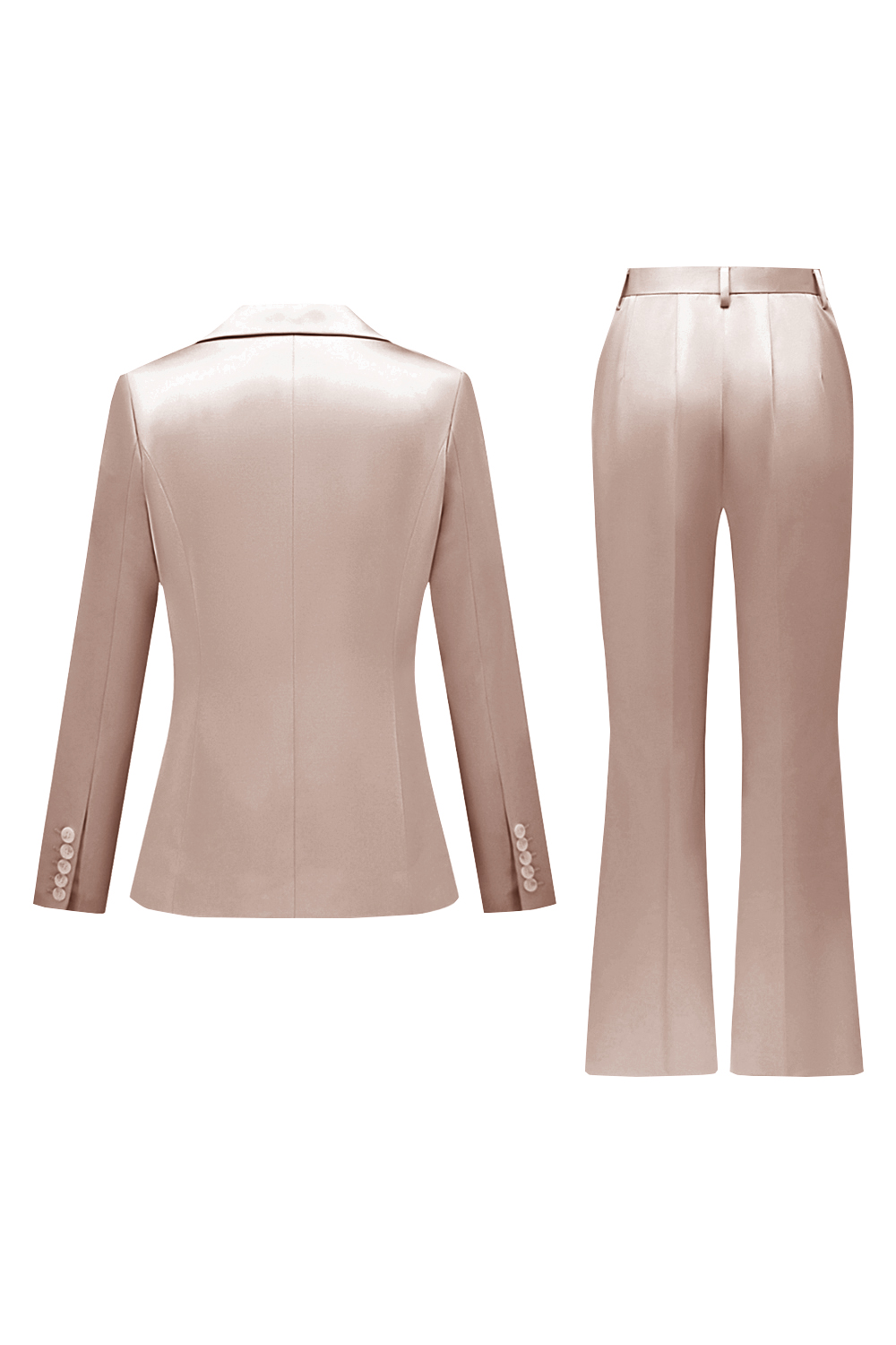 Grey Pink Satin Notched Lapel Women Suits with Long Sleeves