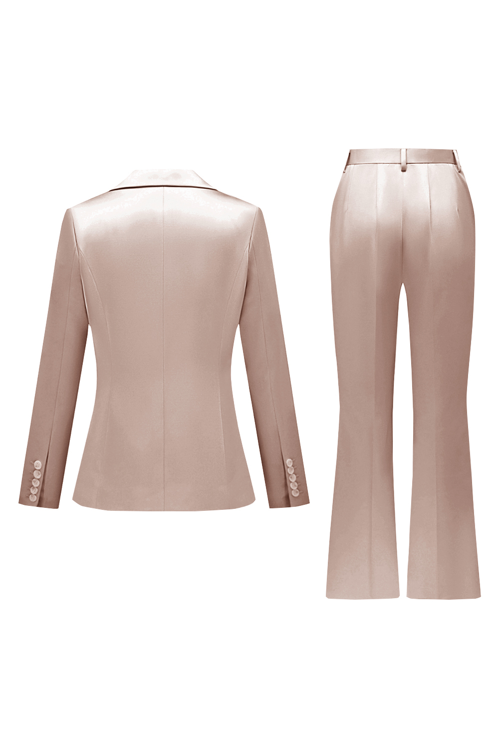 Grey Pink Satin Notched Lapel Women Suits with Long Sleeves