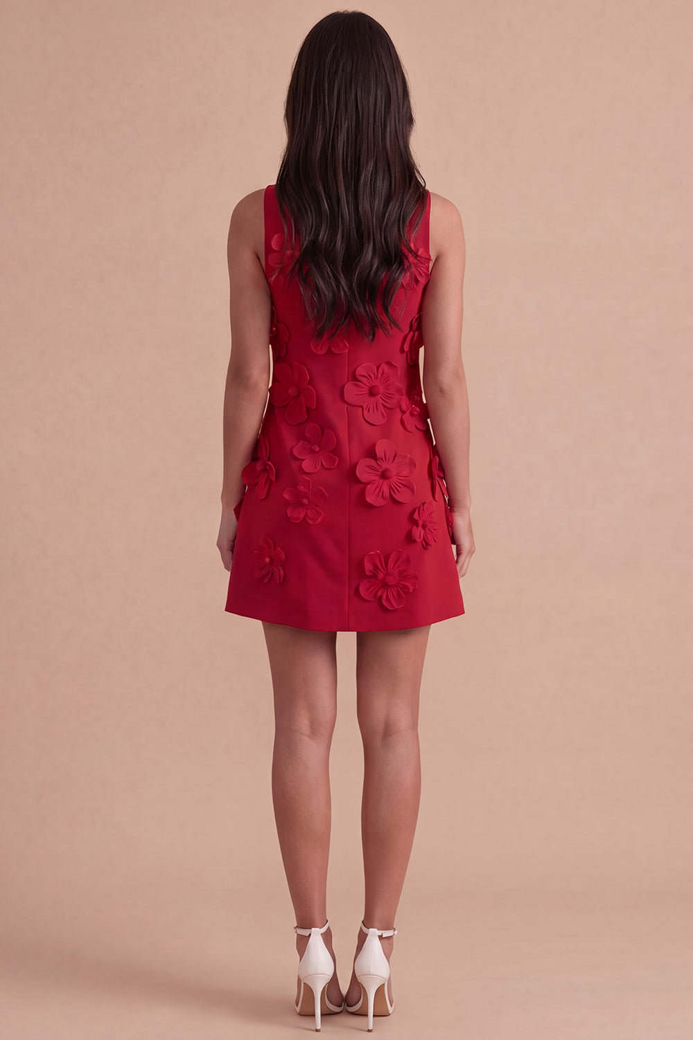 A Line Hot Pink Floral Appliqued Short Homecoming Dress