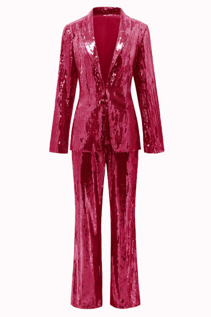 Golden Sparkly Sequined 2 Piece Women Party Suits