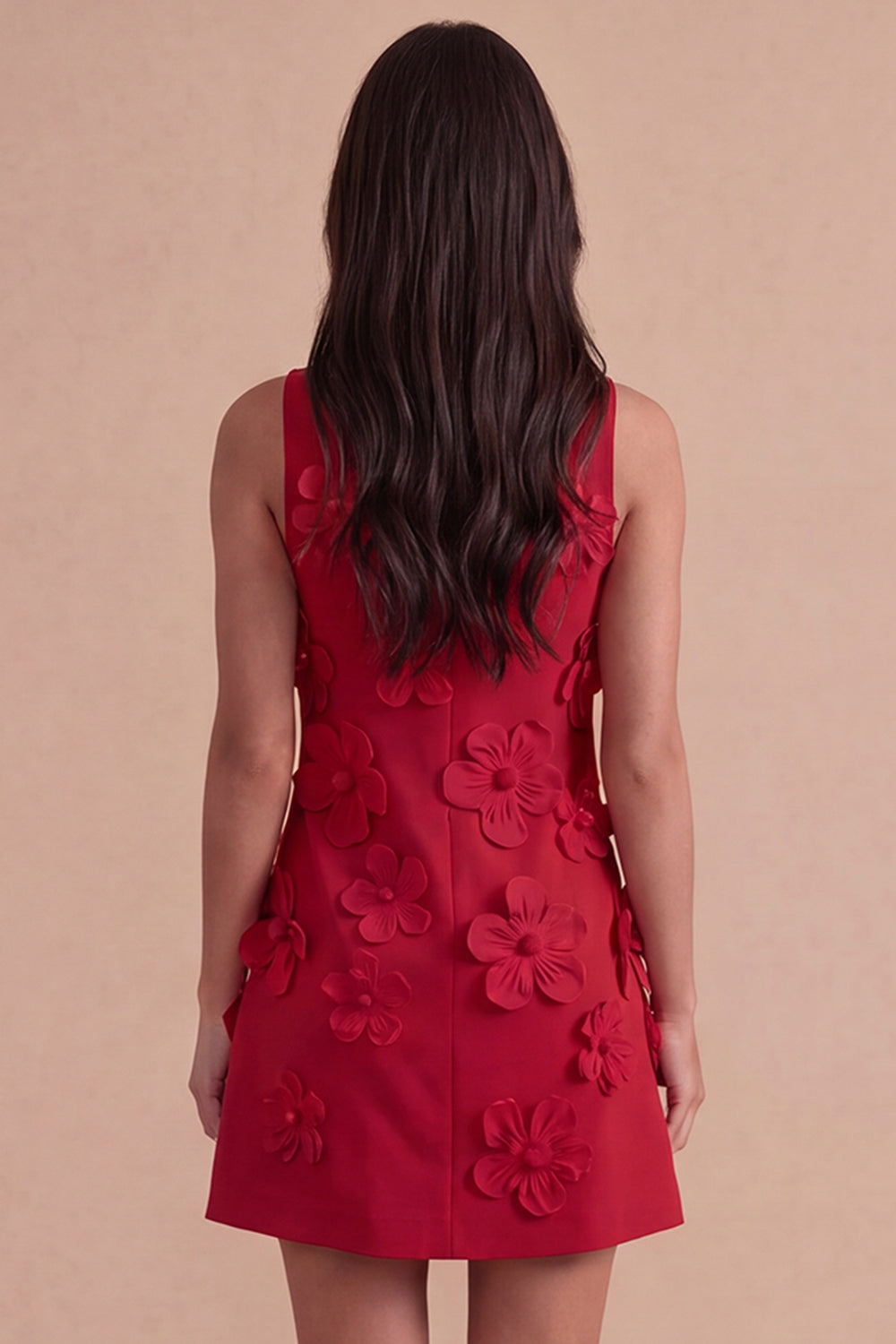 A Line Hot Pink Floral Appliqued Short Homecoming Dress