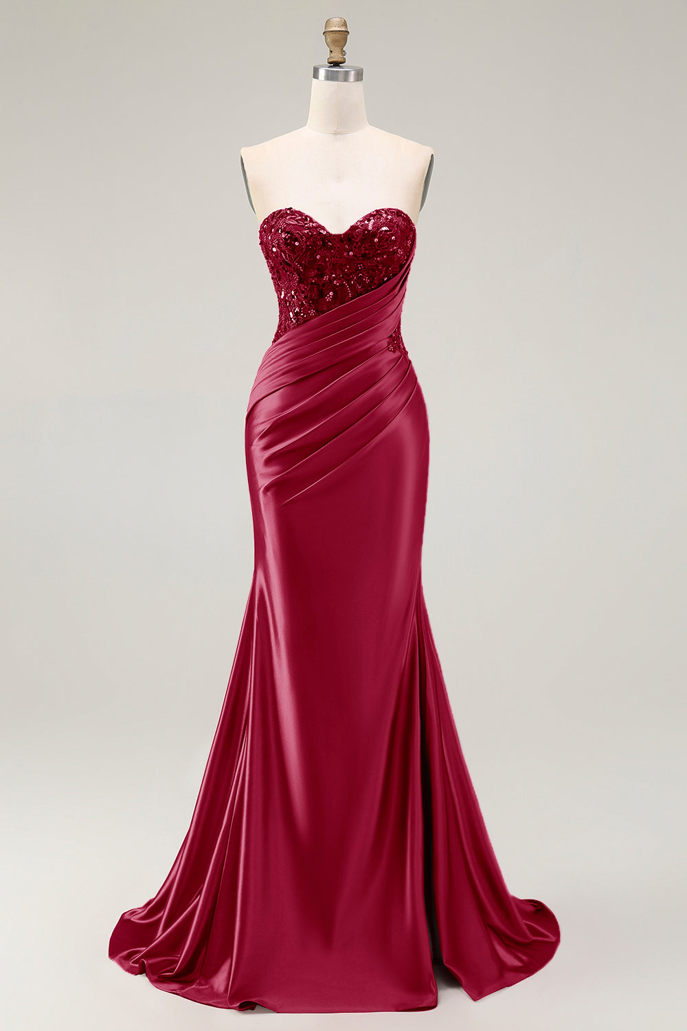 Red Sparkly Sweetheart Mermaid Long Prom Dress with Sequins