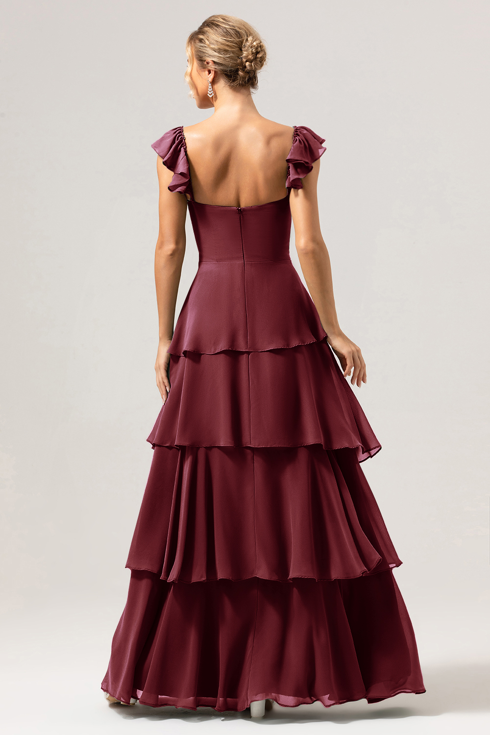 Eucalyptus Off the Shoulder Sweetheart Tiered A-Line Bridesmaid Dress
