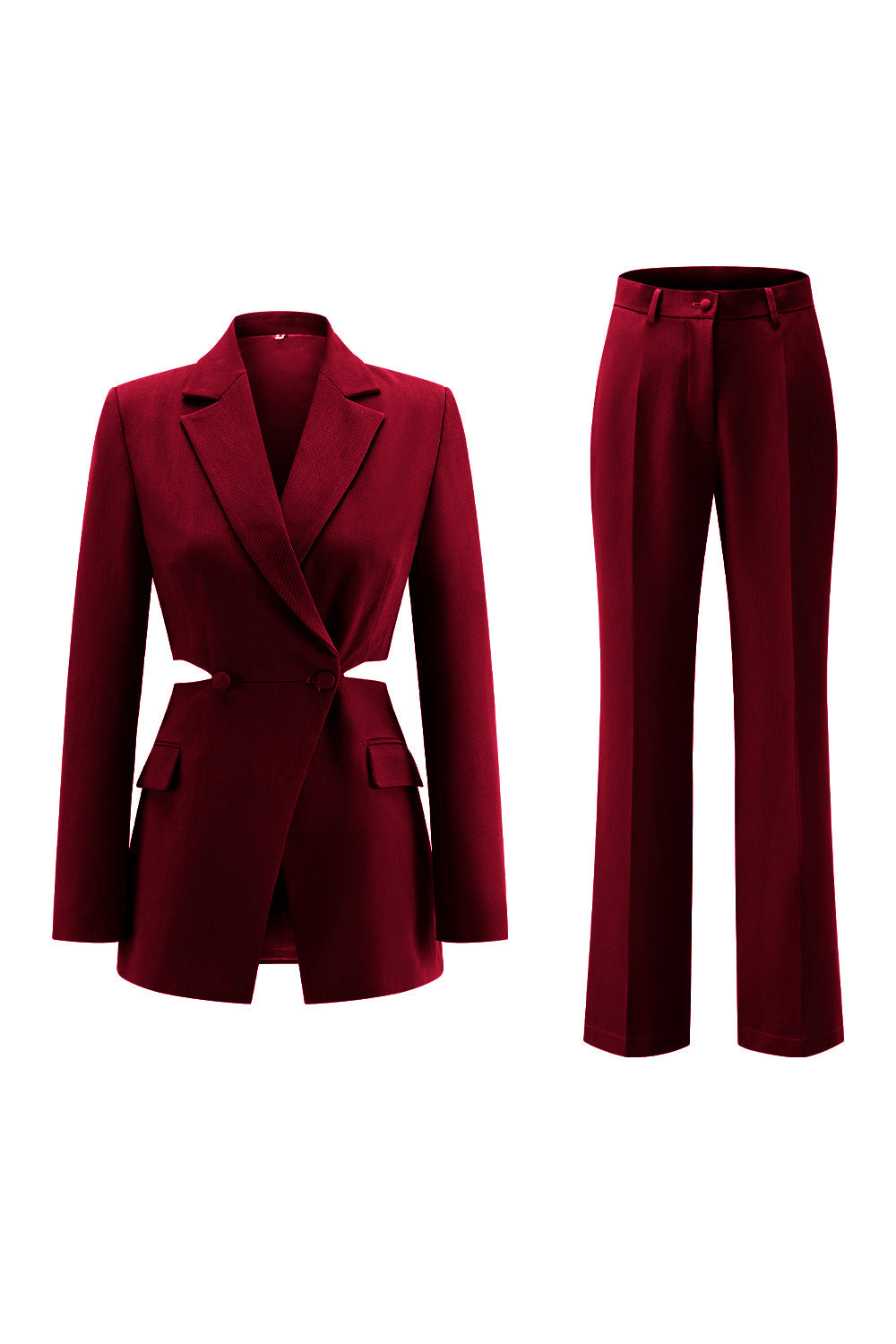 Grey Blue 2 Piece Notched Lapel Cut Out Women Prom Suits