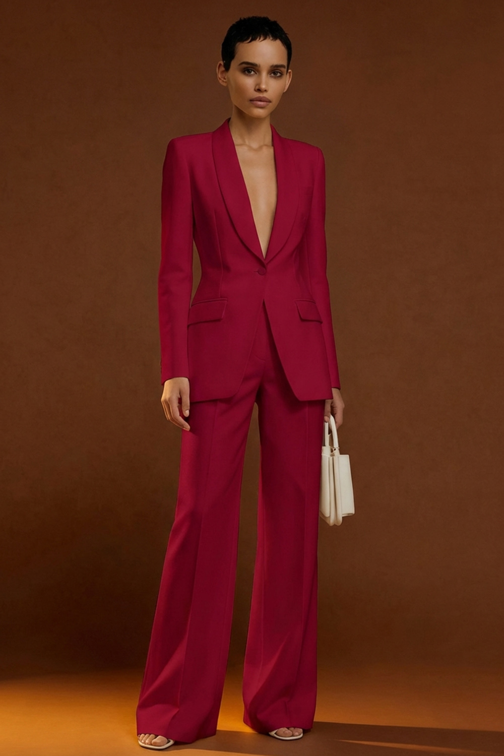 Ivory 2 Piece Shawl Lapel Single Breasted Business Suits