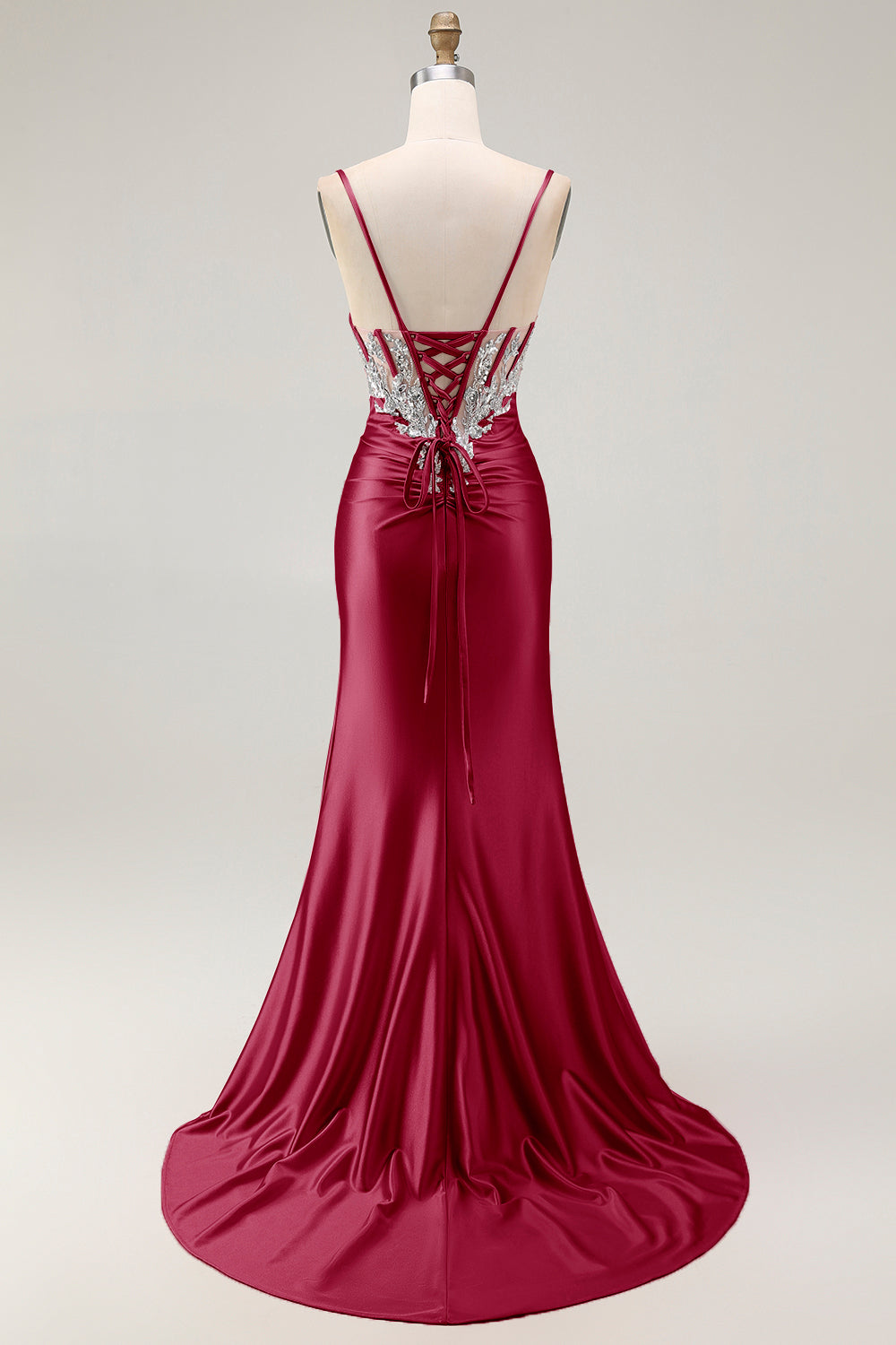 Sparkly Blush Corset Mermaid Ruched Maxi Prom Dress with Sequins