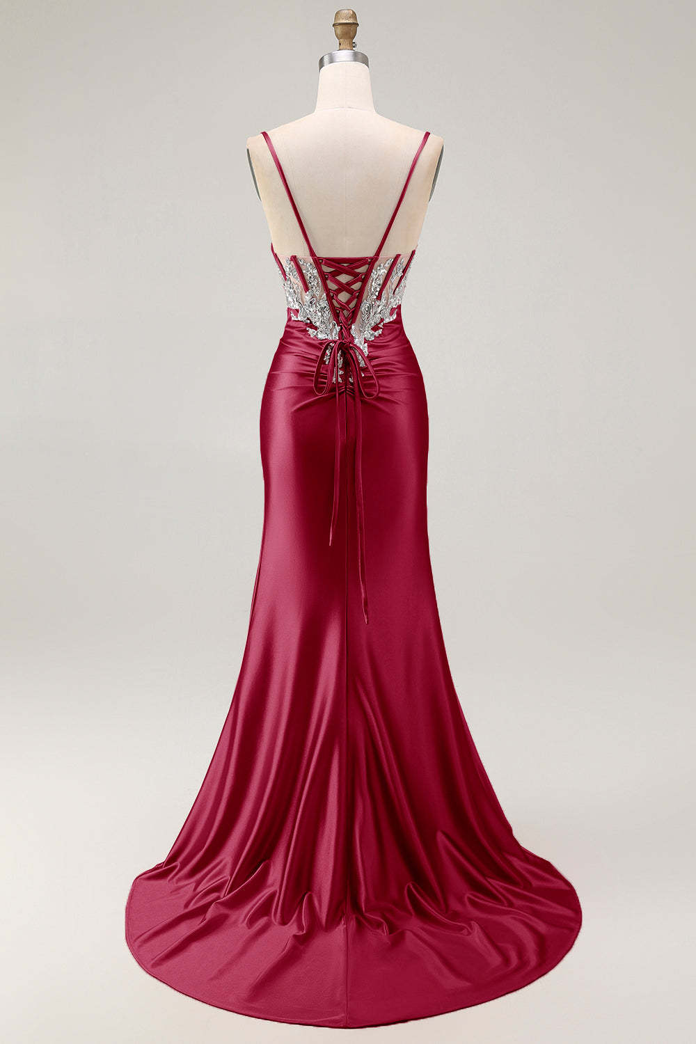 Sparkly Blush Corset Mermaid Ruched Maxi Prom Dress with Sequins