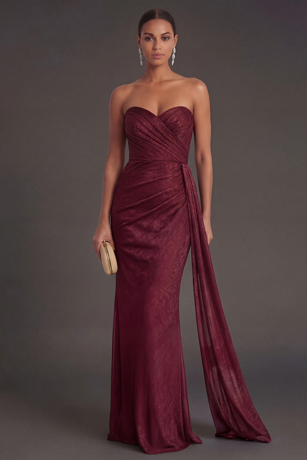 Black Mermaid Sweetheart Ruched Backless Maxi Formal Dress