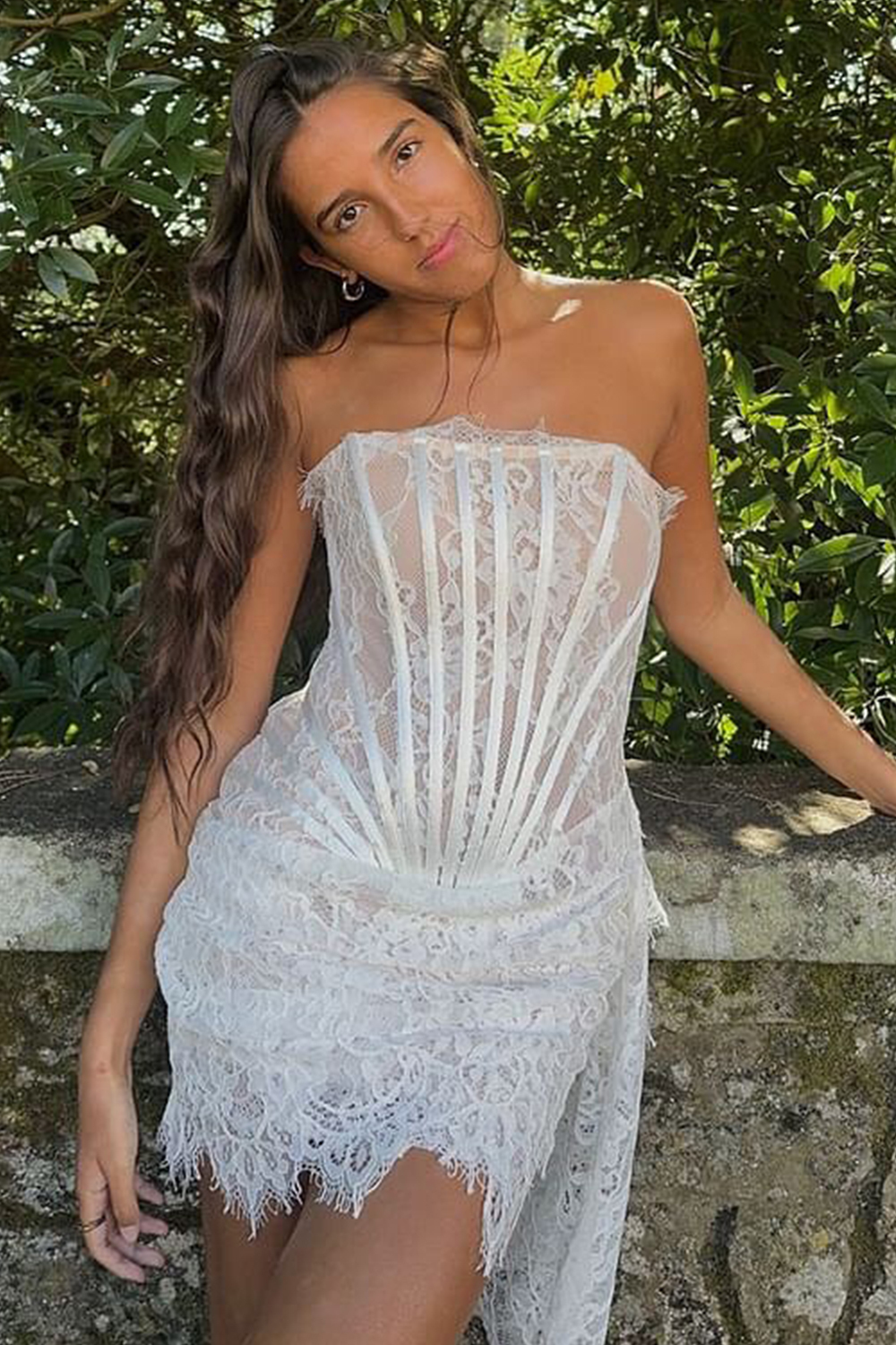 Classy Lace White Short Graduation Dress with Lace-up Back