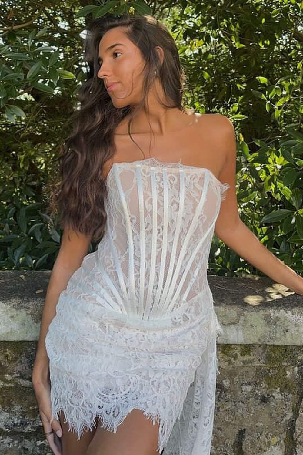 Classy Lace White Short Graduation Dress with Lace-up Back